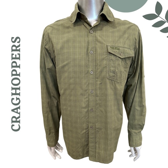 Craghoppers Bear Grylls Long Sleeve Outdoor Shirt Green Plaid  (Men’s Medium) - Picture 1 of 8